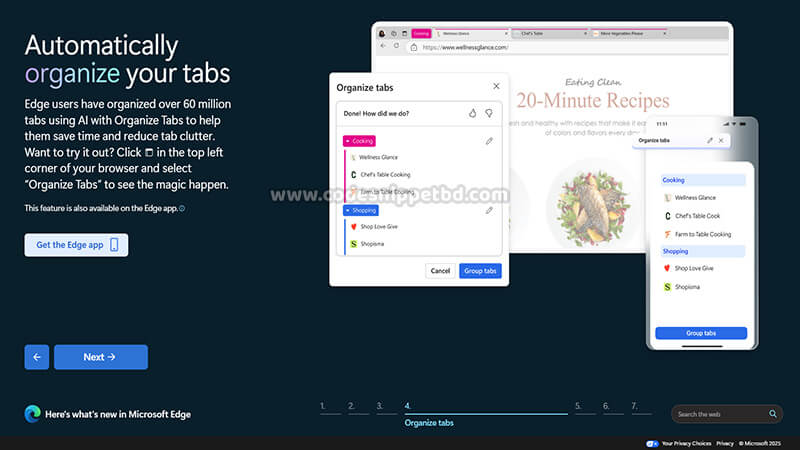 Microsoft Edge Web Browser - Auto organize Tabs